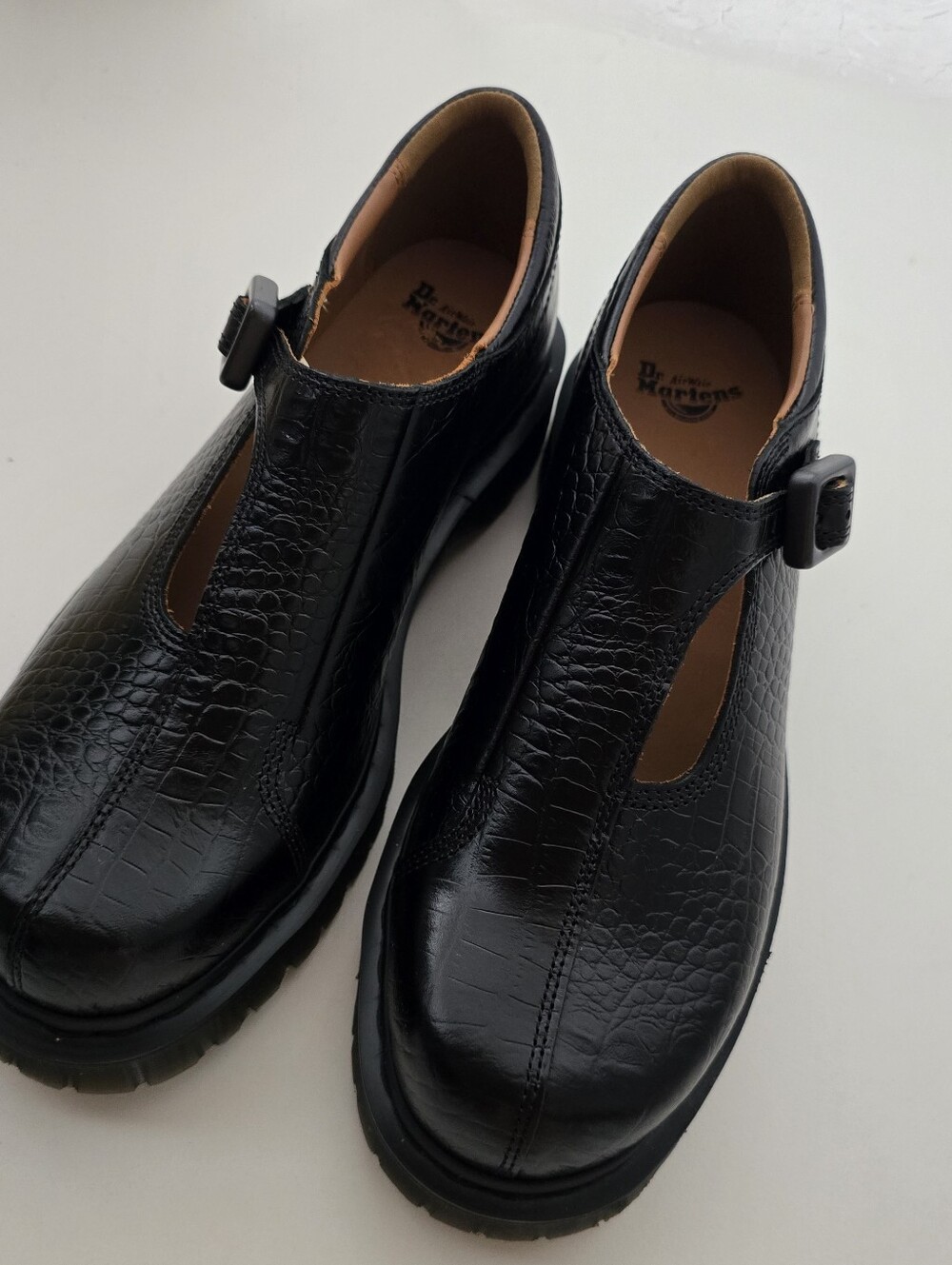 Dr. Martens Rejena Croc Emboss Leather Bex Mary Jane Black Size 9 NWOT - Picture 14 of 17